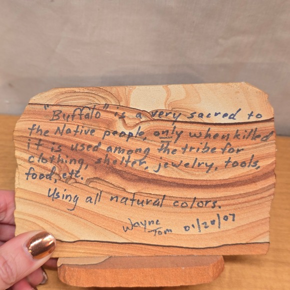 Buffalo painting on Sandstone rock Wayne Tom Native Tribe Natural Tatanka - Picture 3 of 8